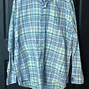 Vineyard Vines Blue and Green Plaid Casual Shirt